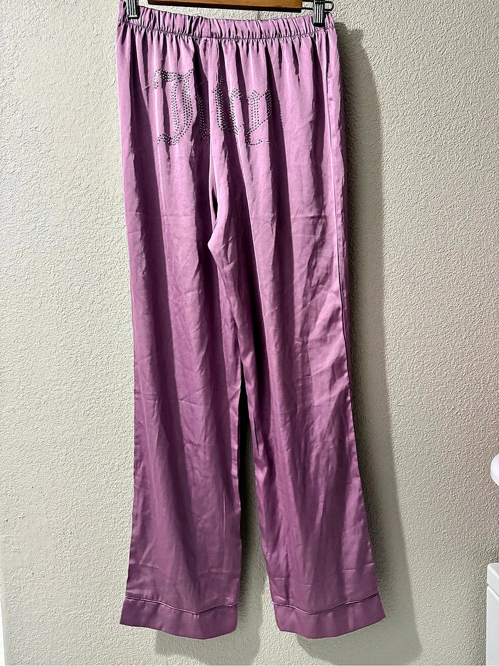 Juicy Couture Purple Satin Bling Logo Lounge Pants Y2K Size S